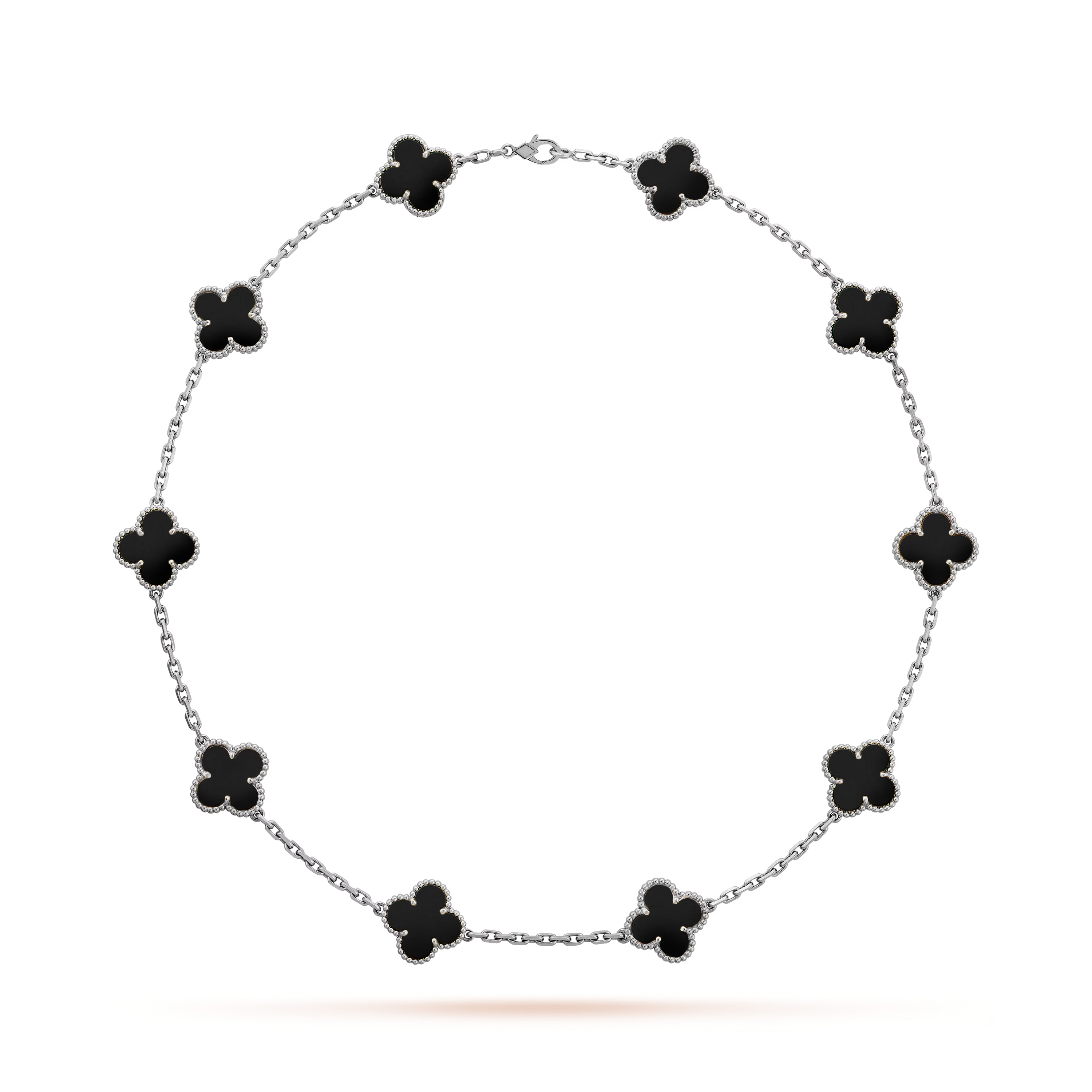 Onyx Clover Motif Necklace