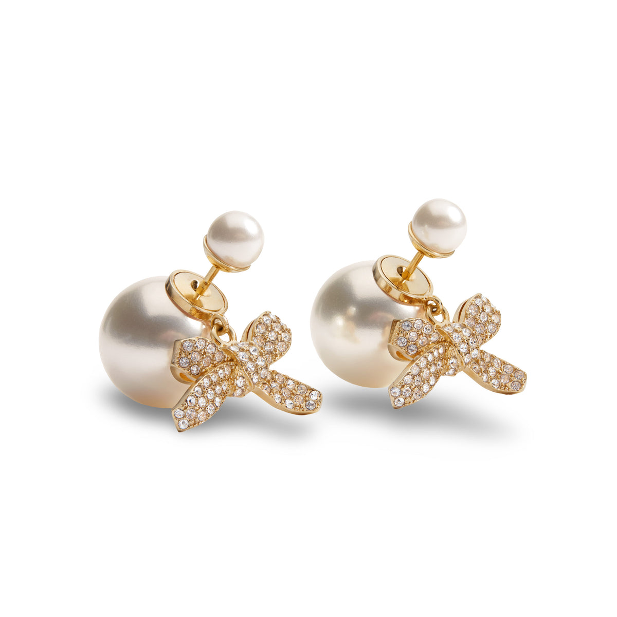J'adore Bow Duo Pearl Earrings
