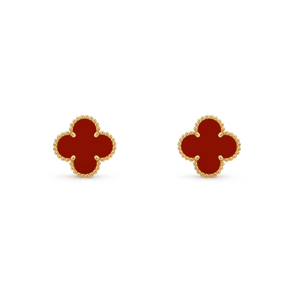 Carnelian Clover Motif Earrings