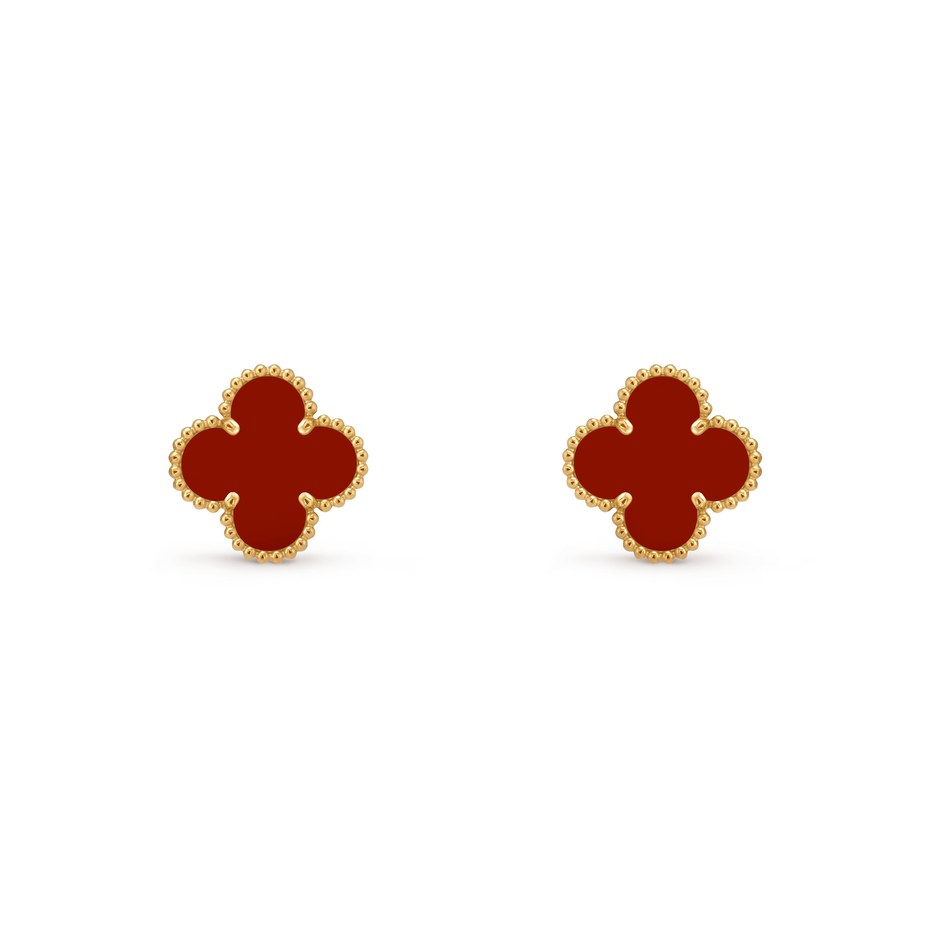 Carnelian Clover Motif Earrings