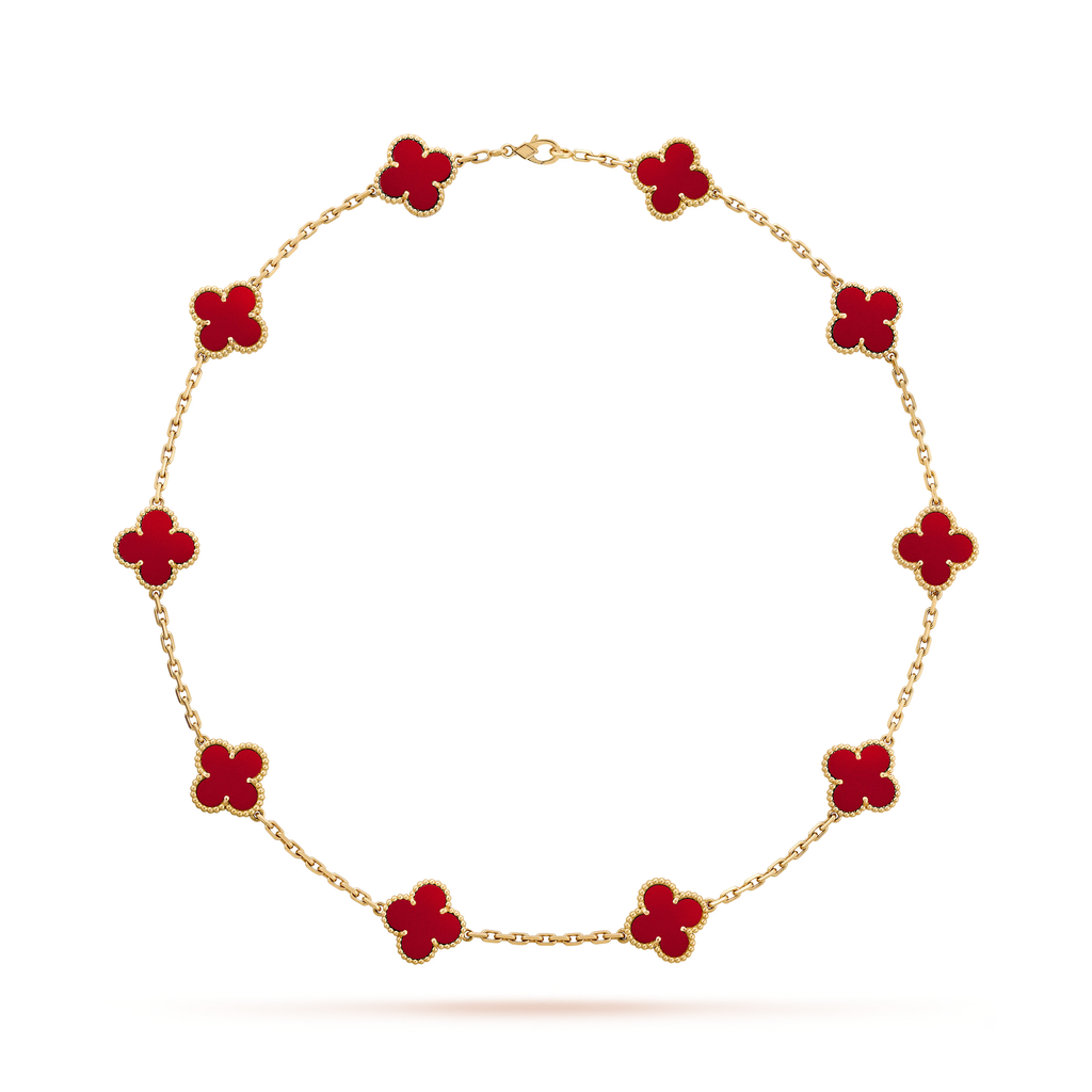 Carnelian Clover Motif Necklace