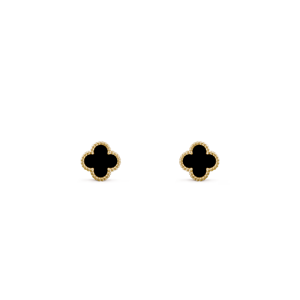 Onyx Petite Clover Motif Earstuds