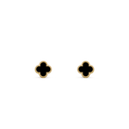 Onyx Petite Clover Motif Earstuds