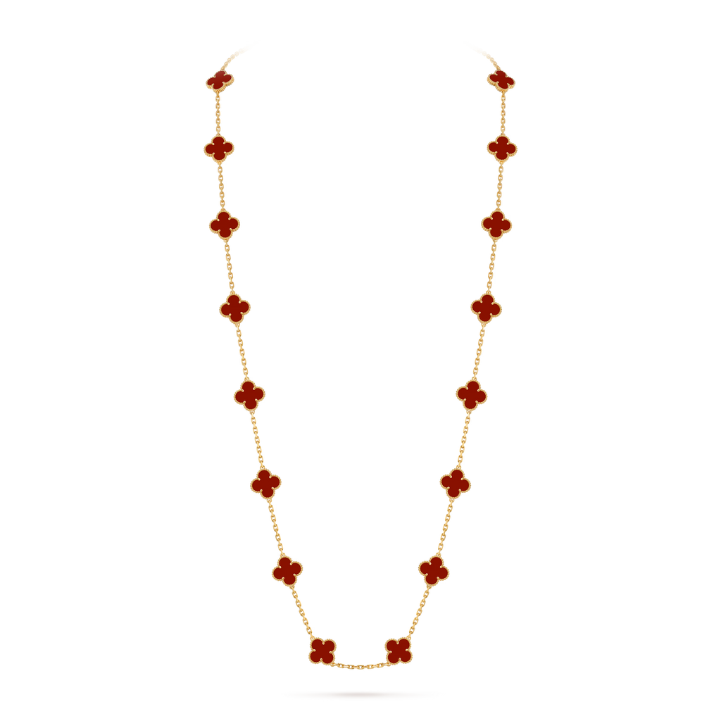 Carnelian Clover Motif Long Necklace