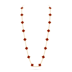 Carnelian Clover Motif Long Necklace