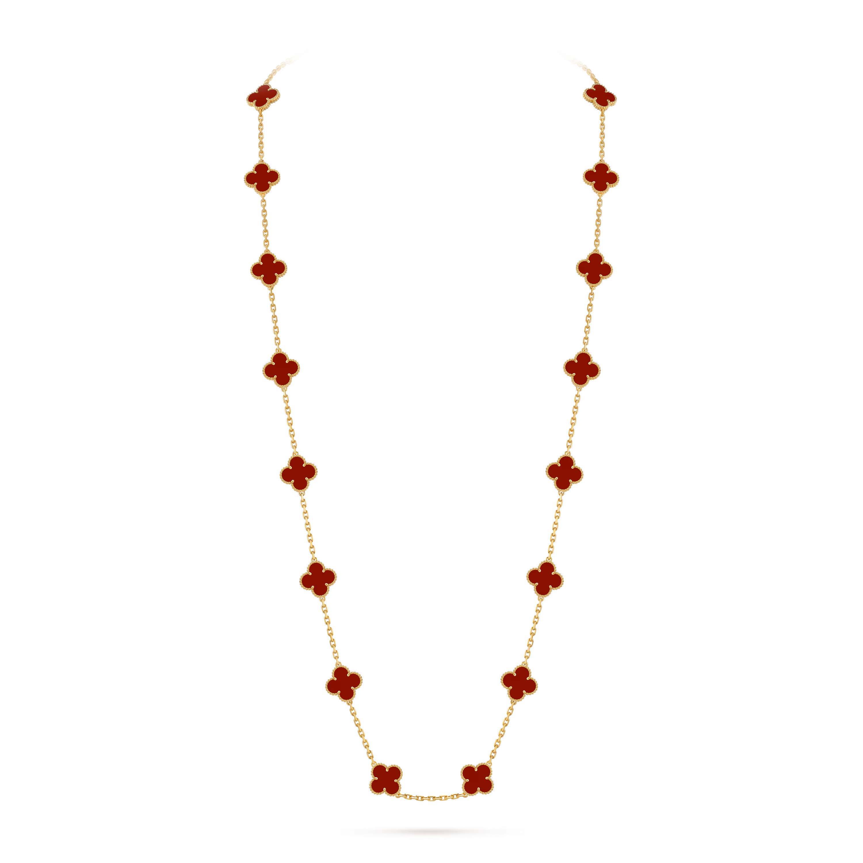 Carnelian Clover Motif Long Necklace