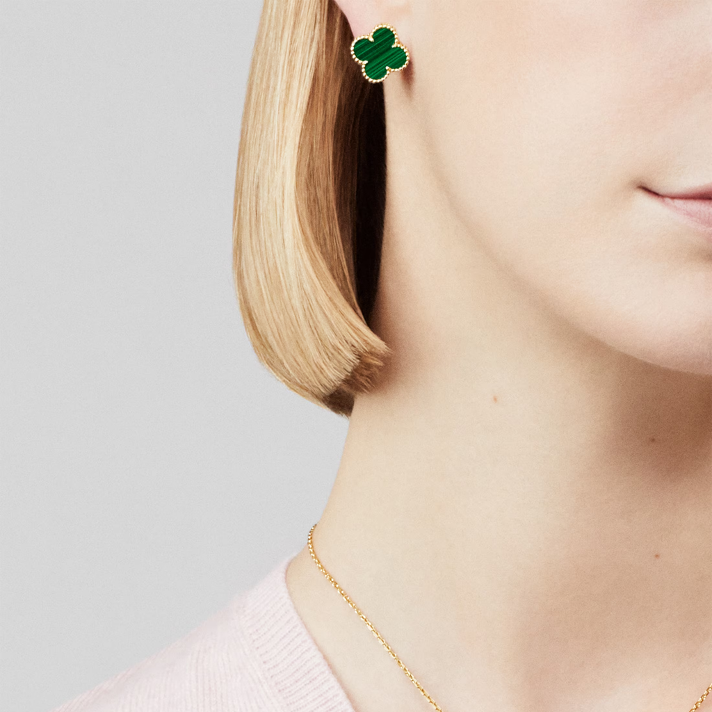 Malachite Clover Motif Earrings