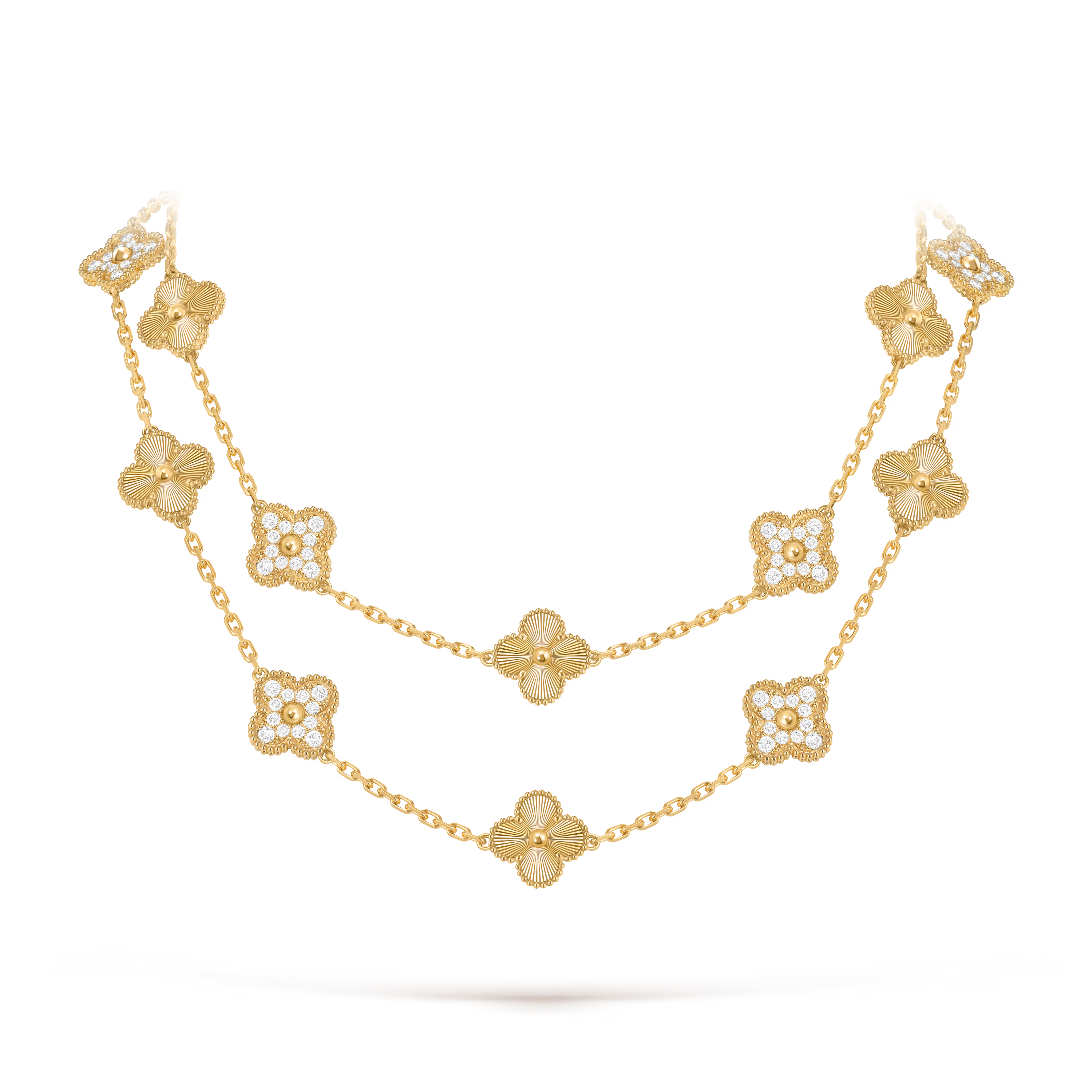 Lumière & Diamanté Clover Motif Long Necklace