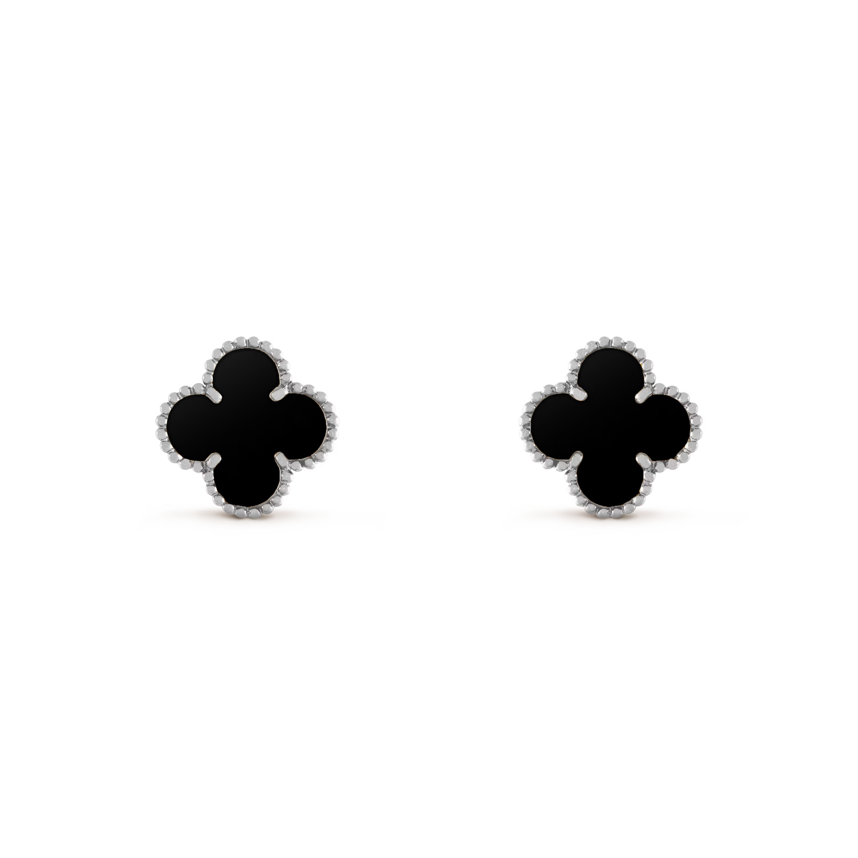 Onyx Clover Motif Earrings