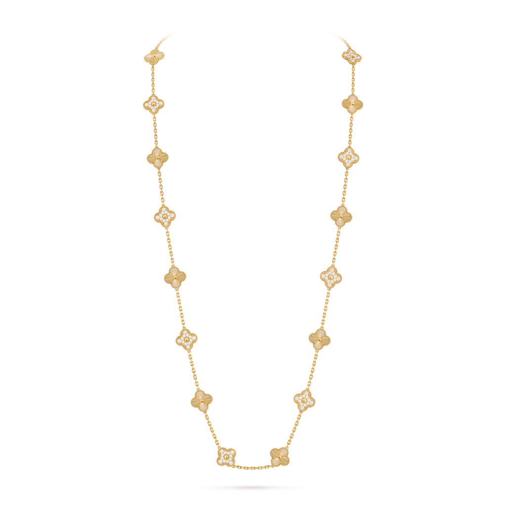 Lumière & Diamanté Clover Motif Long Necklace