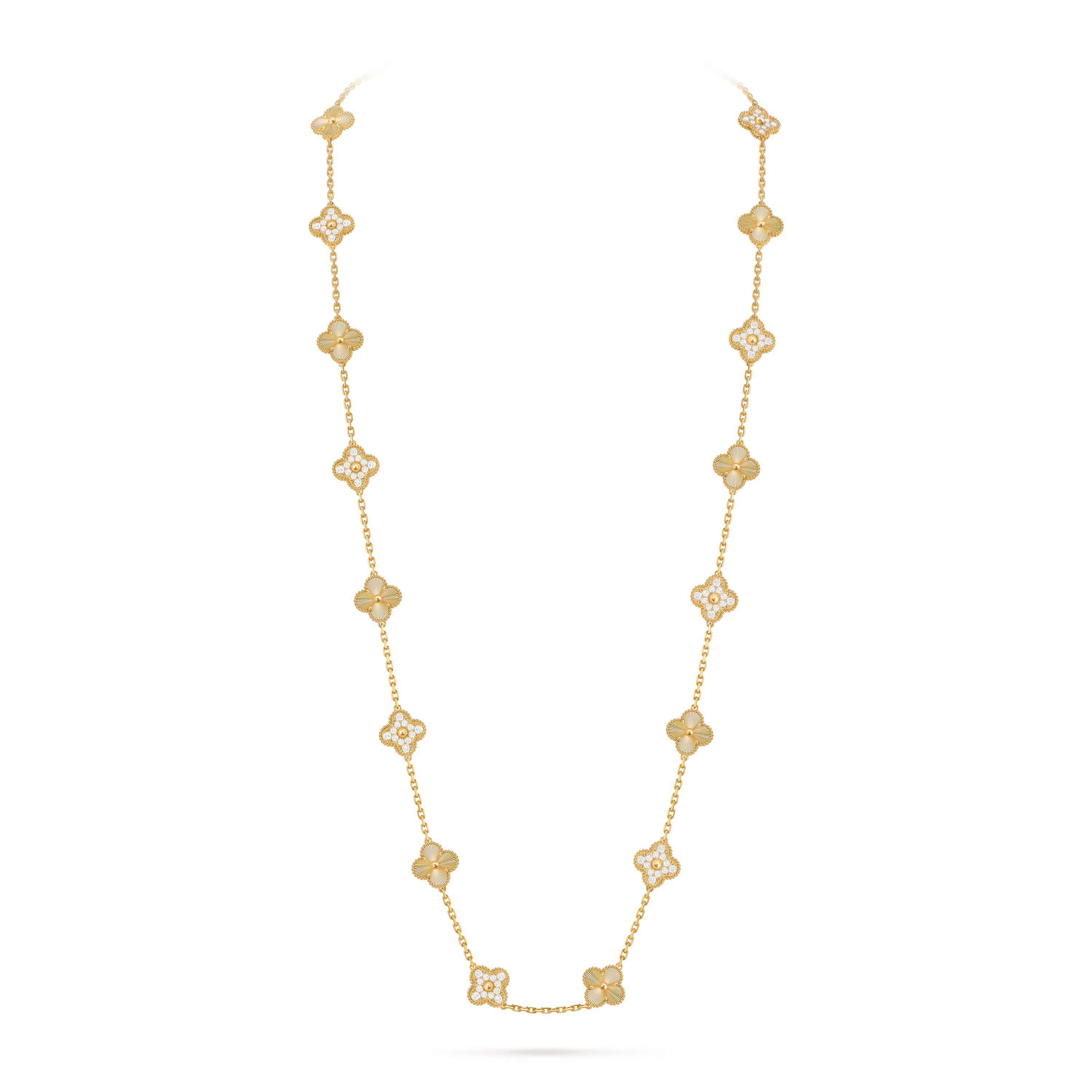 Lumière & Diamanté Clover Motif Long Necklace