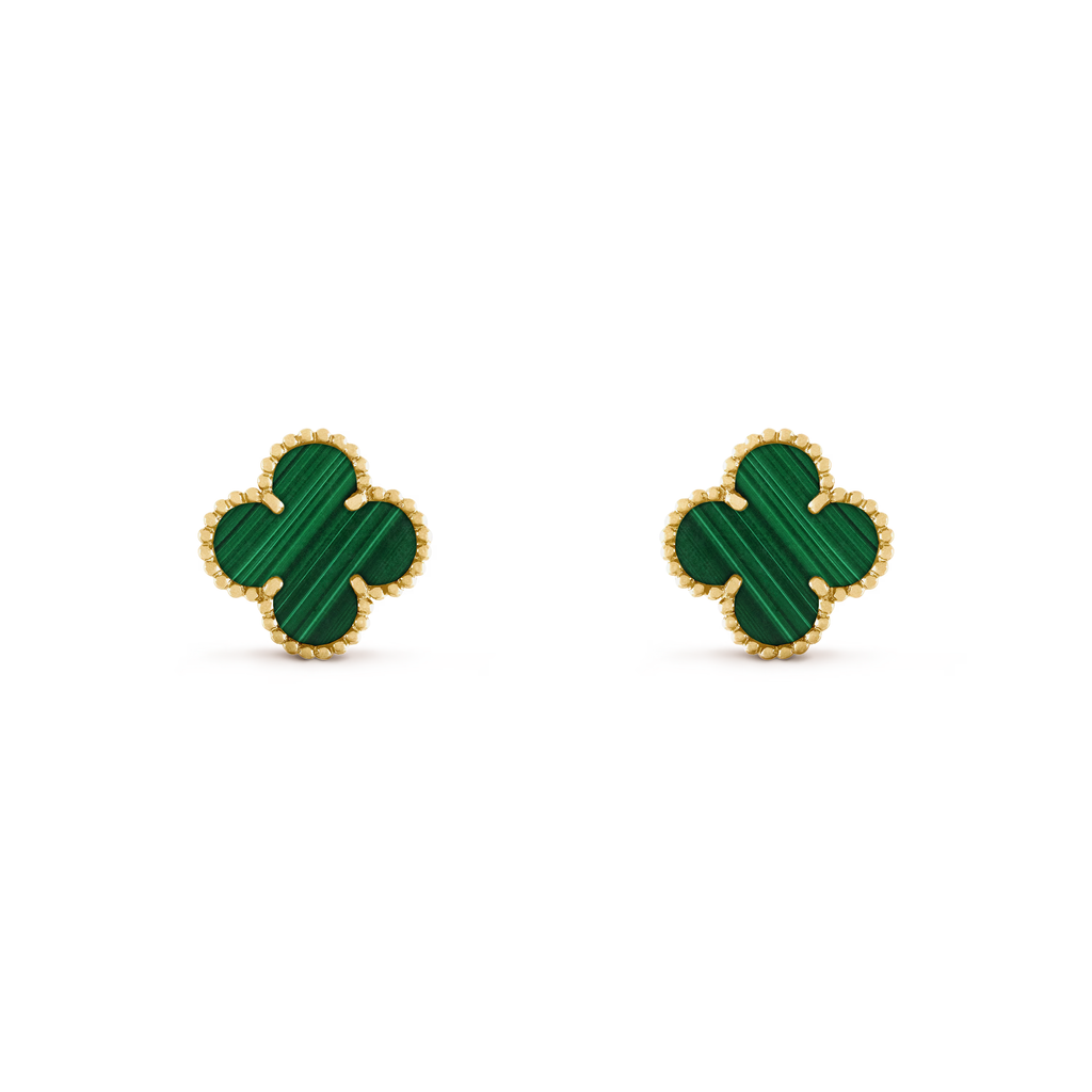 Malachite Clover Motif Earrings