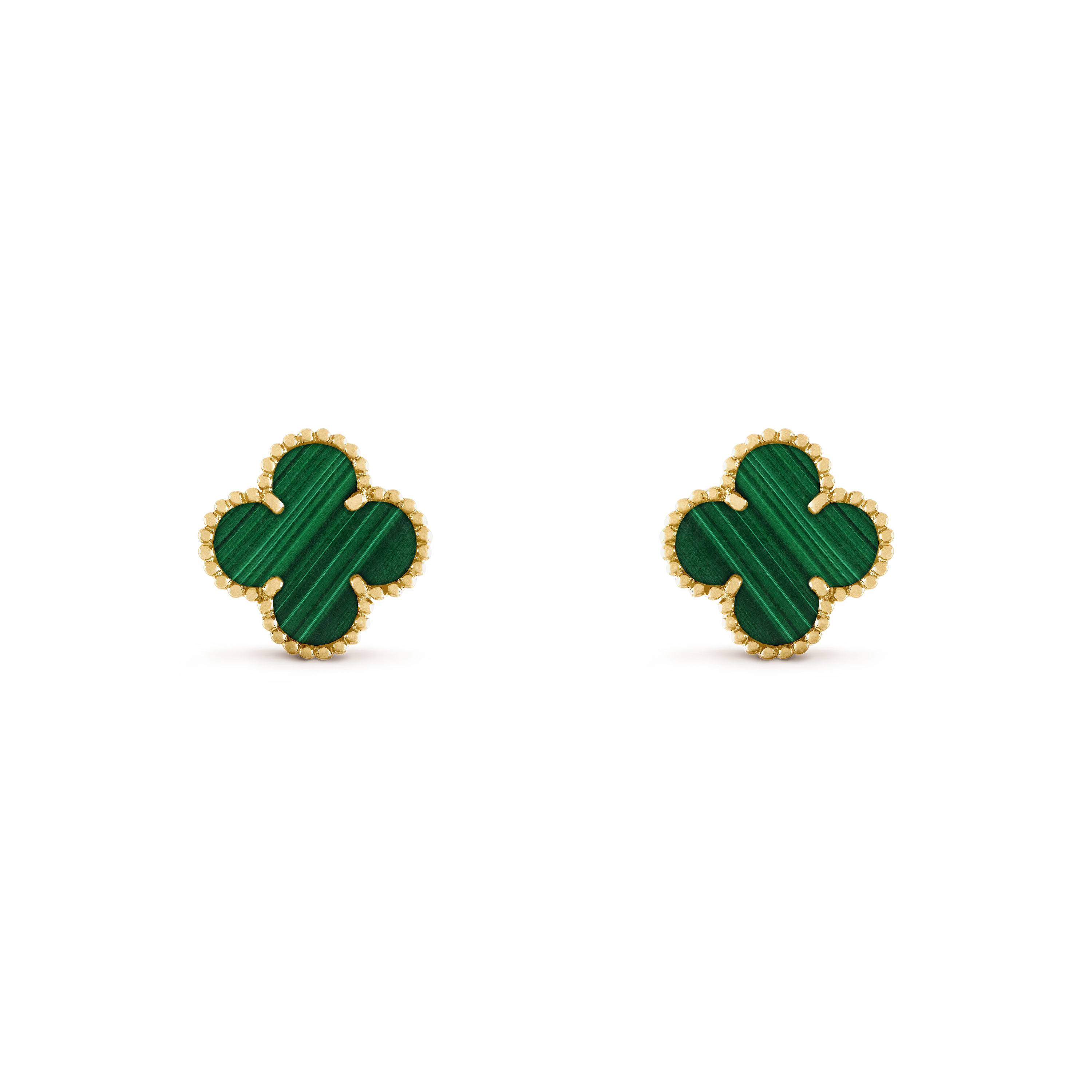 Malachite Clover Motif Earrings