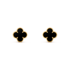 Onyx Clover Motif Earrings