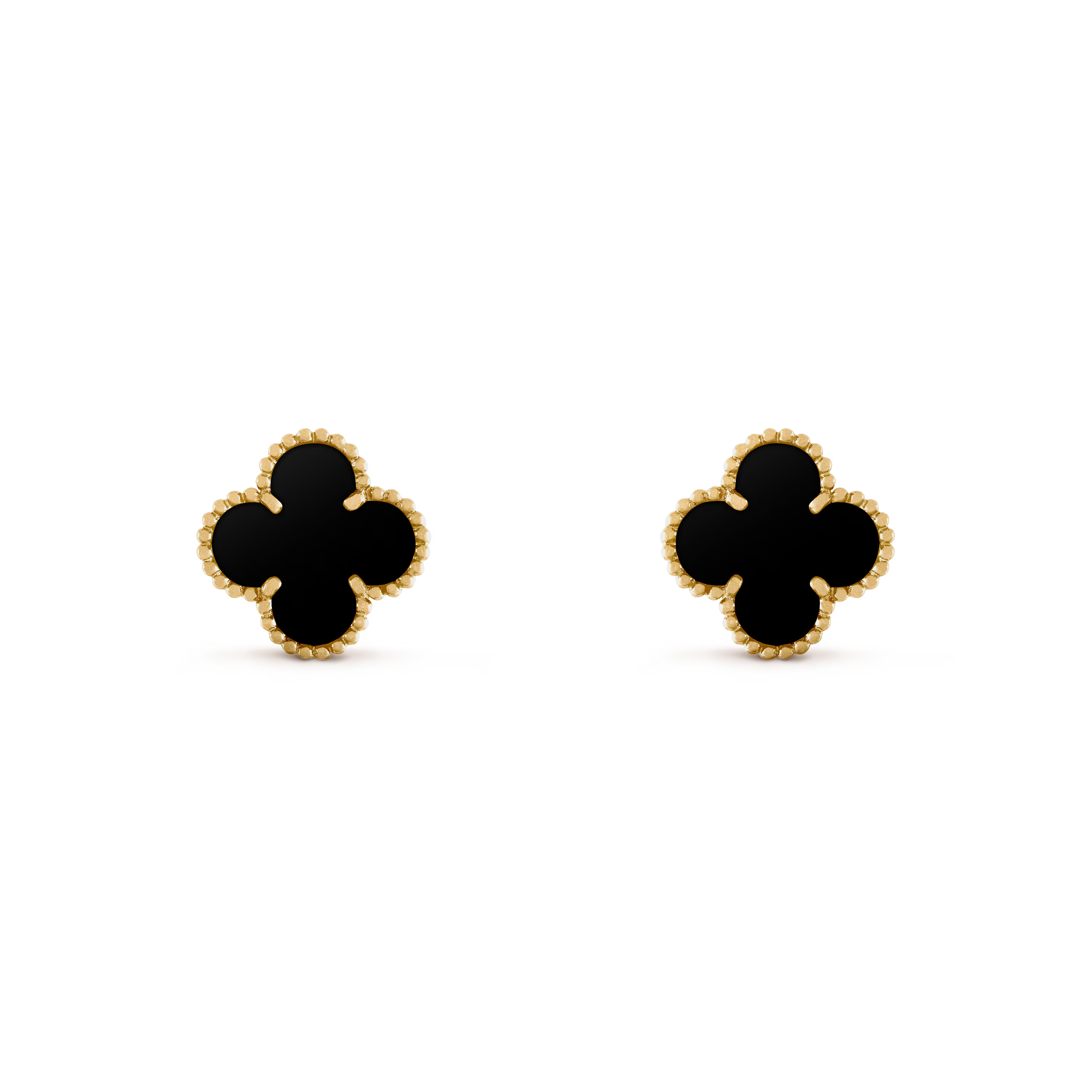 Onyx Clover Motif Earrings