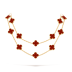 Carnelian Clover Motif Long Necklace