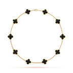 Onyx Clover Motif Necklace