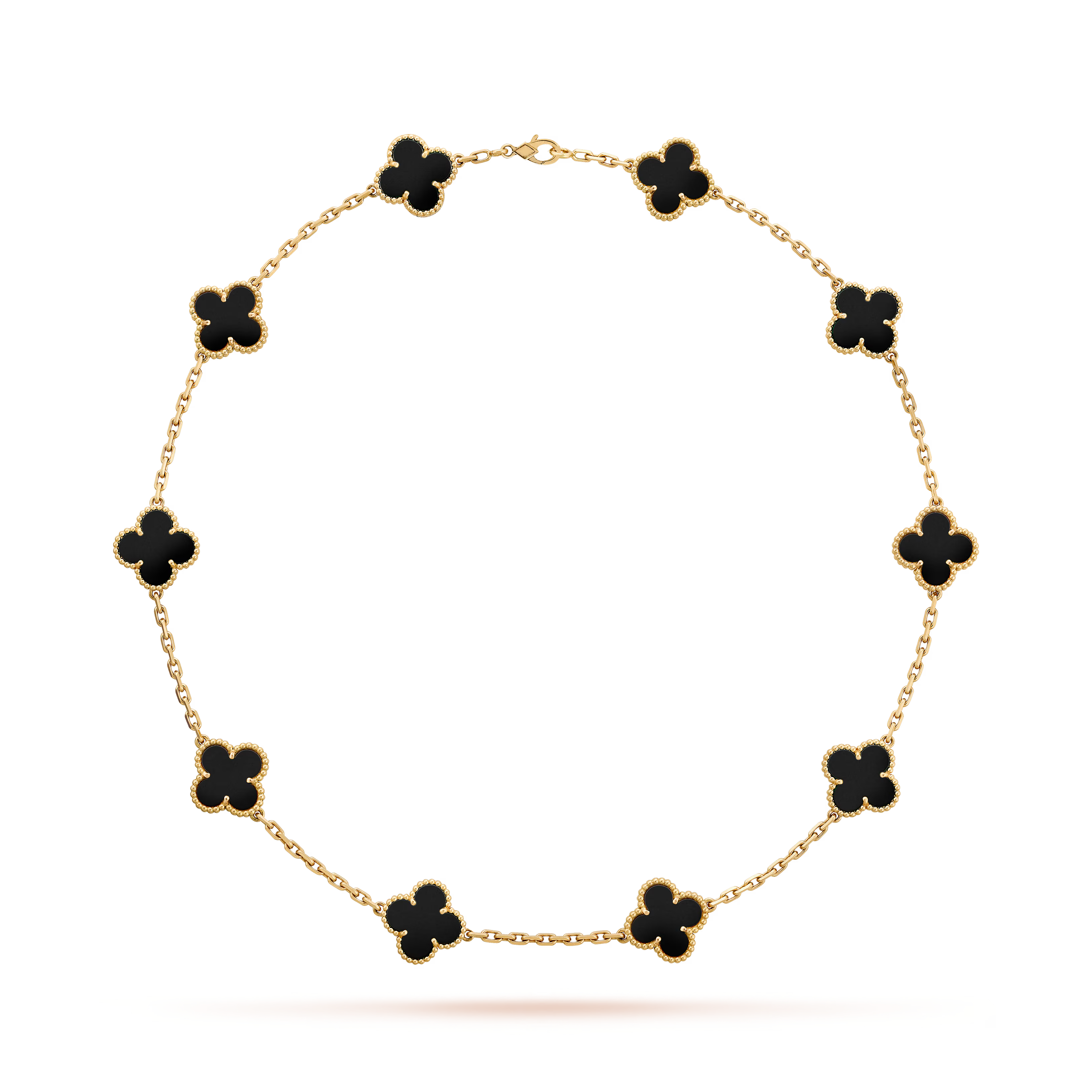 Onyx Clover Motif Necklace