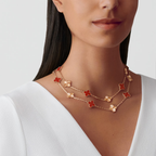 Carnelian & Lumière Clover Motif Long Necklace