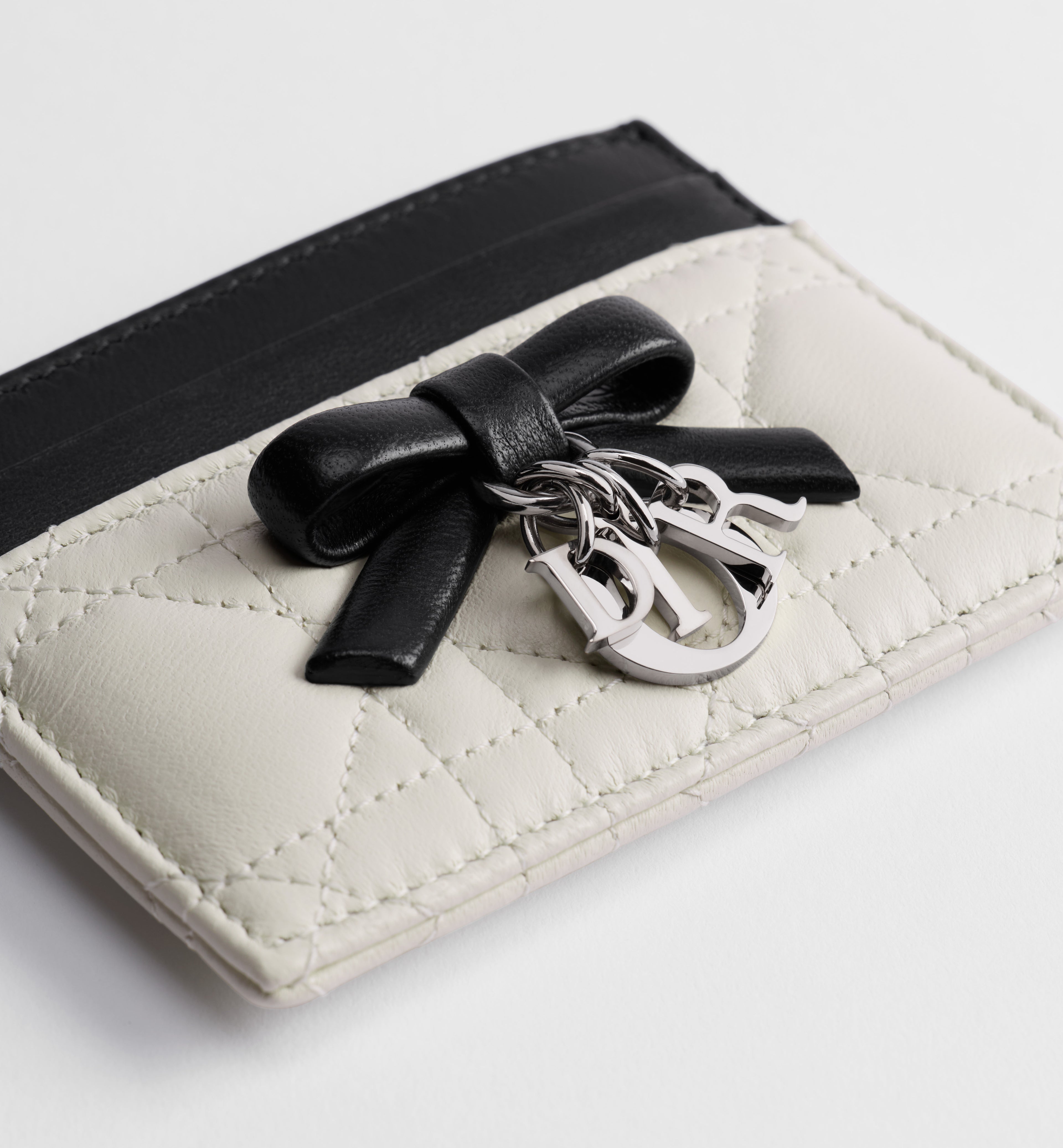 Noir and Ivory Two-Tone Darling Bow Card Holder