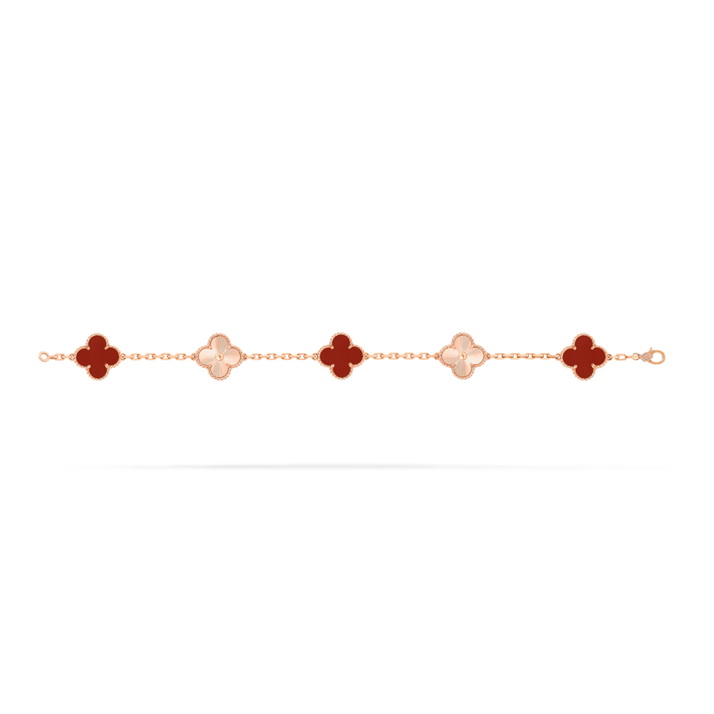 Carnelian & Lumière Clover Motif Bracelet