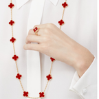 Carnelian Clover Motif Long Necklace