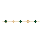 Malachite & Diamanté Clover Motif Bracelet