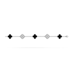 Onyx & Diamanté Clover Motif Bracelet