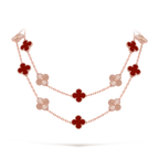 Carnelian & Lumière Clover Motif Long Necklace