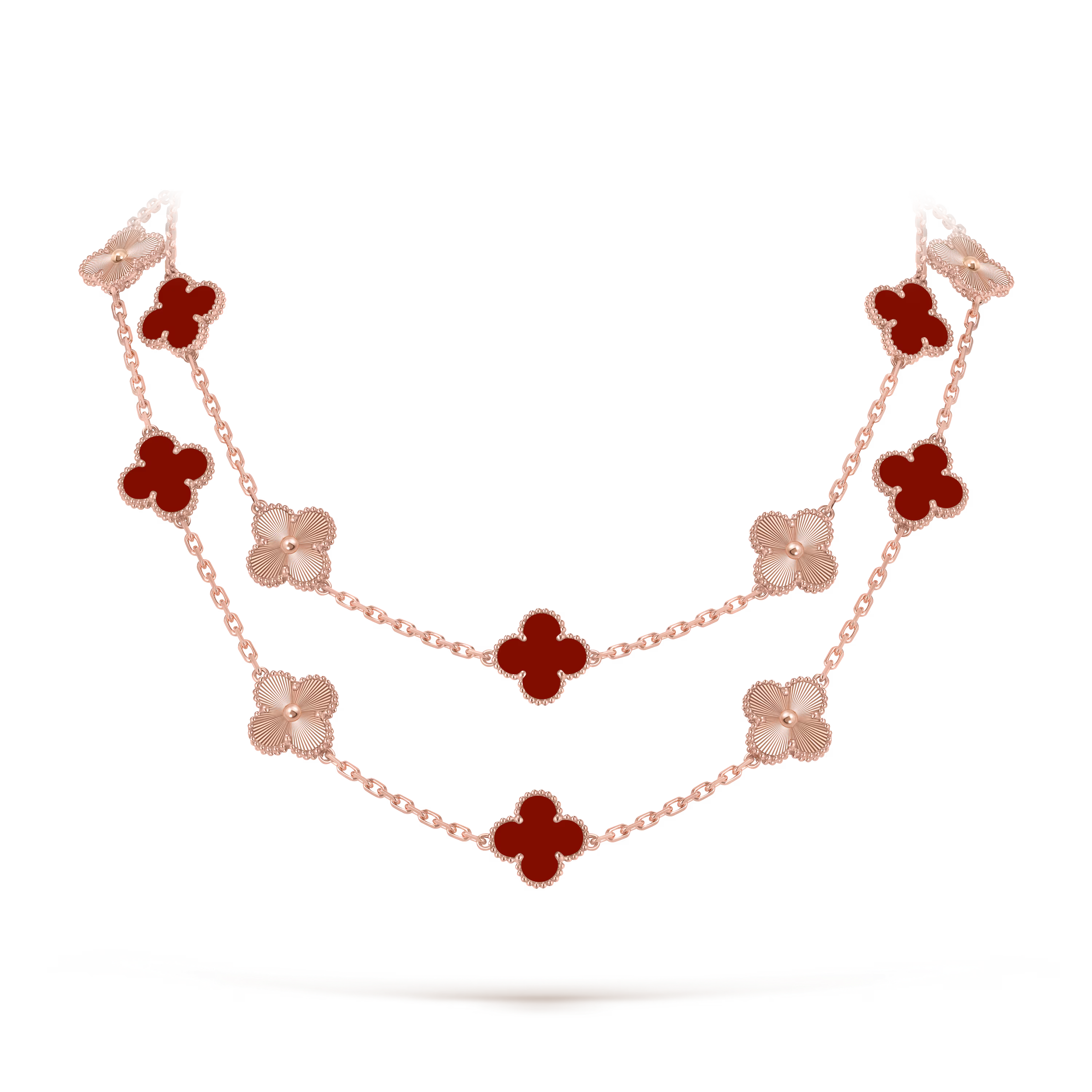 Carnelian & Lumière Clover Motif Long Necklace