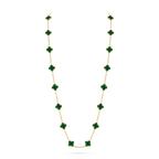 Malachite Clover Motif Long Necklace