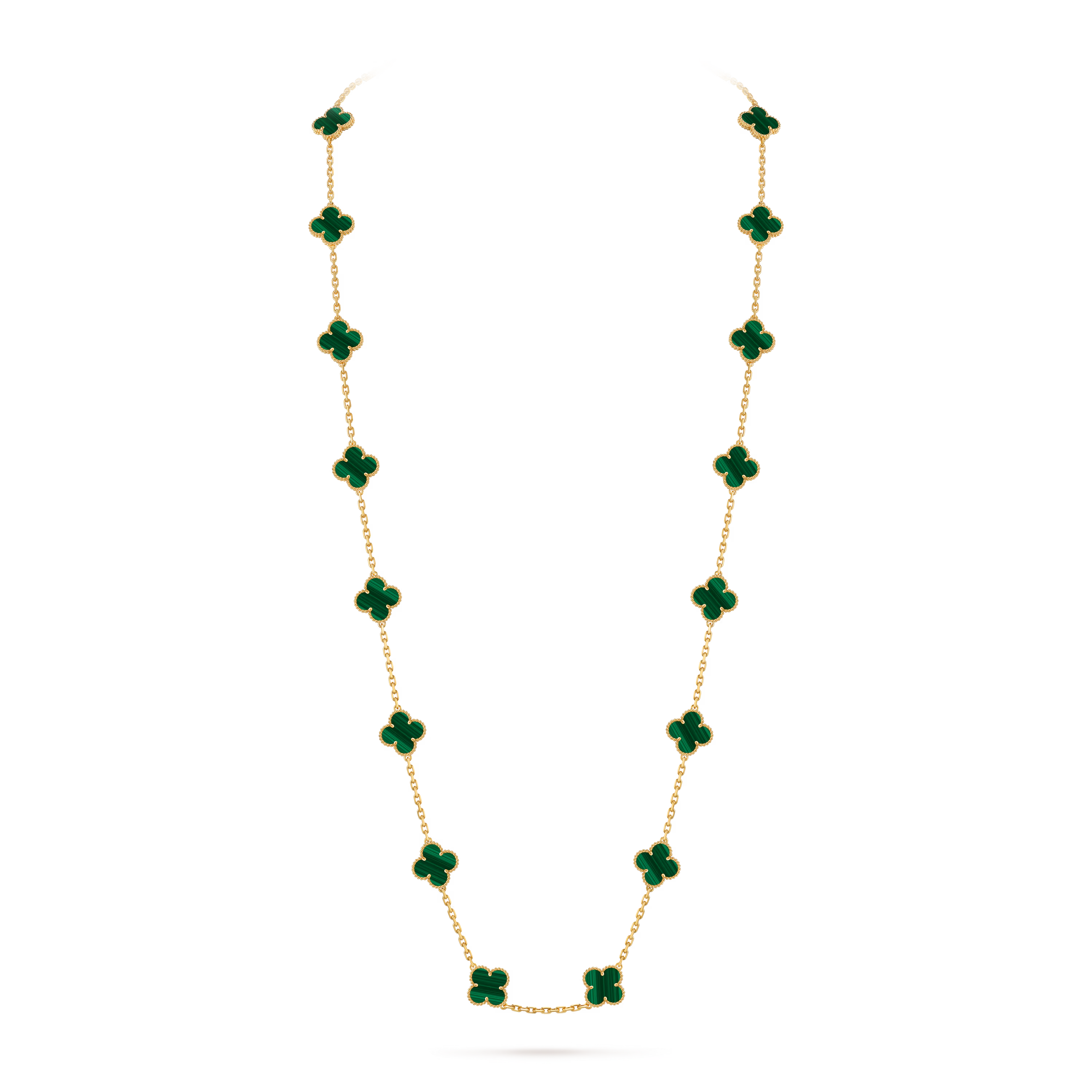 Malachite Clover Motif Long Necklace