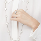 Mother-of-pearl Clover Motif Long Necklace