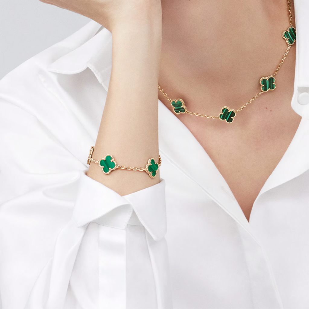 Malachite Clover Motif Bracelet