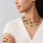 Malachite Clover Motif Long Necklace