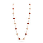 Carnelian & Lumière Clover Motif Long Necklace