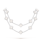 Mother-of-pearl Clover Motif Long Necklace
