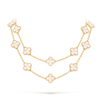Mother-of-pearl Clover Motif Long Necklace