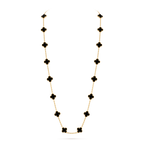 Onyx Clover Motif Long Necklace