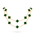 Malachite Clover Motif Long Necklace