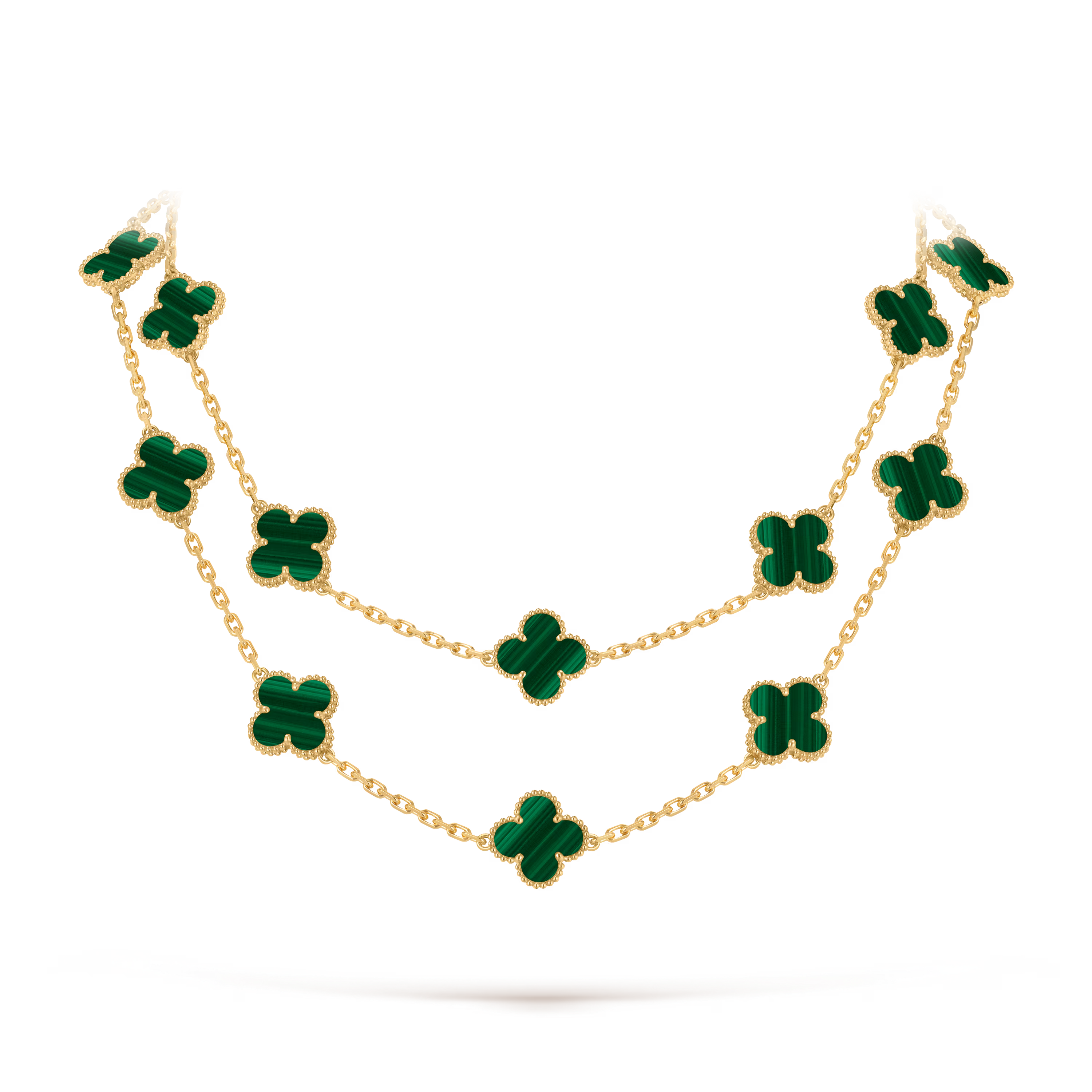 Malachite Clover Motif Long Necklace